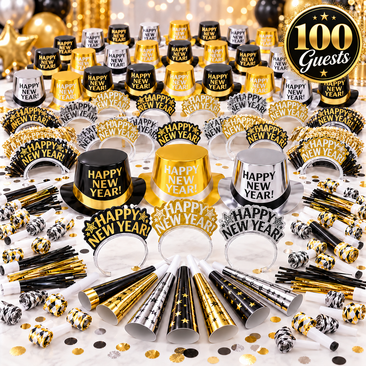 New Year's Eve Midnight Elegance Party Kit for 100